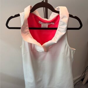 Gretchen Scott Designs White Top with Vibrant Pink Collar